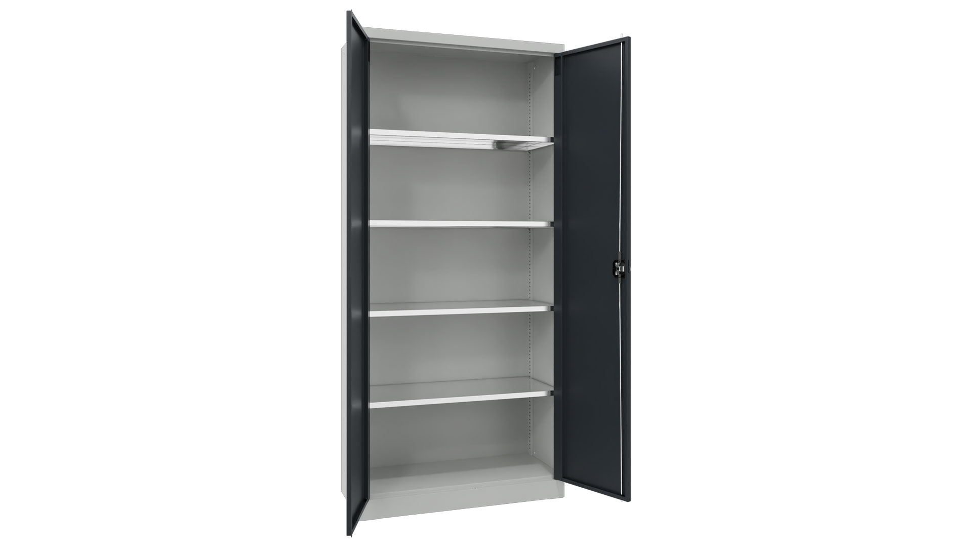 Flügeltürenschrank, Vollblechtüren, 4 verzinkte Böden, BxTxH 1000x400x1950 mm, RAL 7035/7016