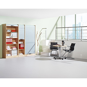 Büro-Rollladenschrank, BxTxH 900x400x2004 mm, 5 OH, 4 Böden, Schloss, Korpus buche, Rollladen Alu