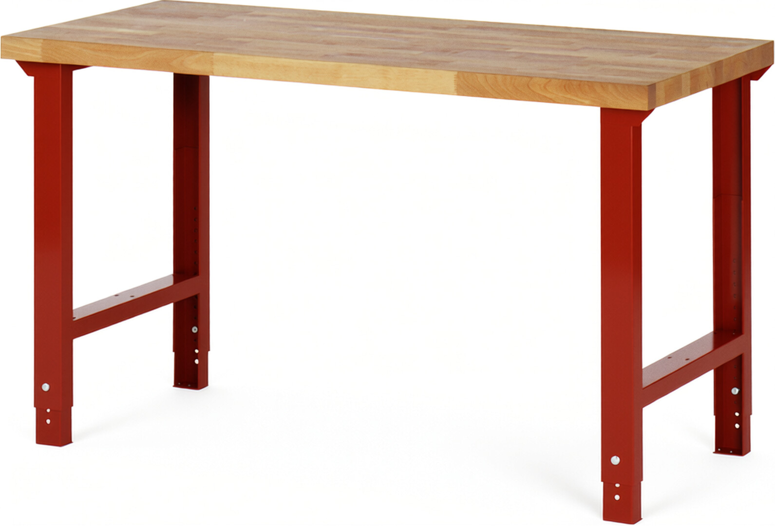 RAU Werkbank rot - Breite 150 cm - Tiefe 70 cm - Höhe 114 cm - Buche-Massiv Arbeitsplatte 40 mm