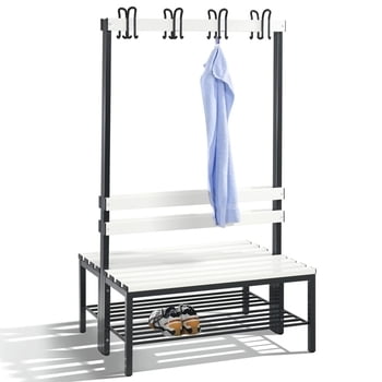 C+P Sitzbank für Umkleide und Garderobe, Breite 100 cm, Höhe 165 cm, Tiefe 75,6 cm