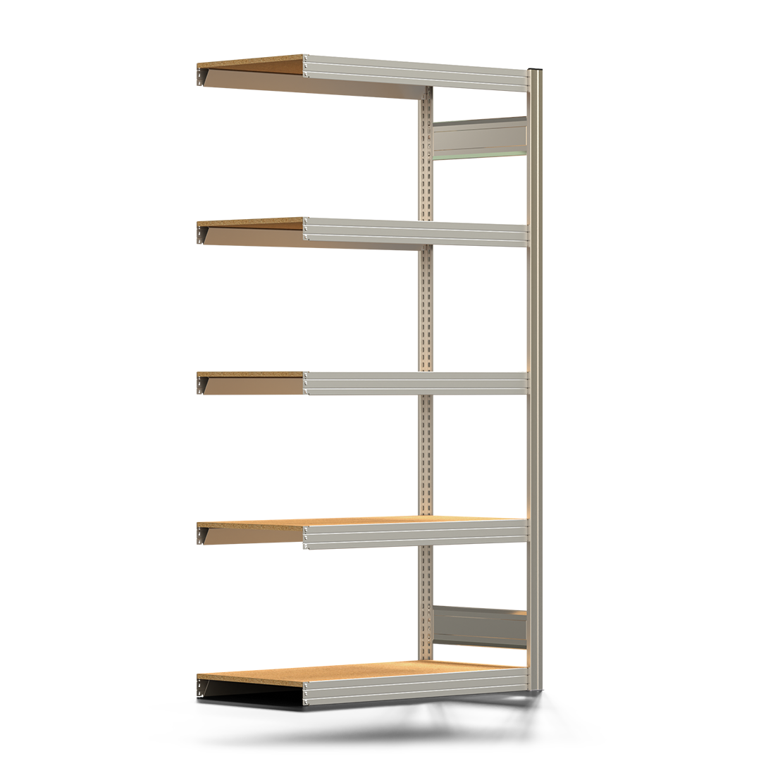 Fachbodenregal BERT - Breite: 100,5 cm - Tiefe: 50 cm - Höhe: 200 cm - 5 Böden - Anbauregal