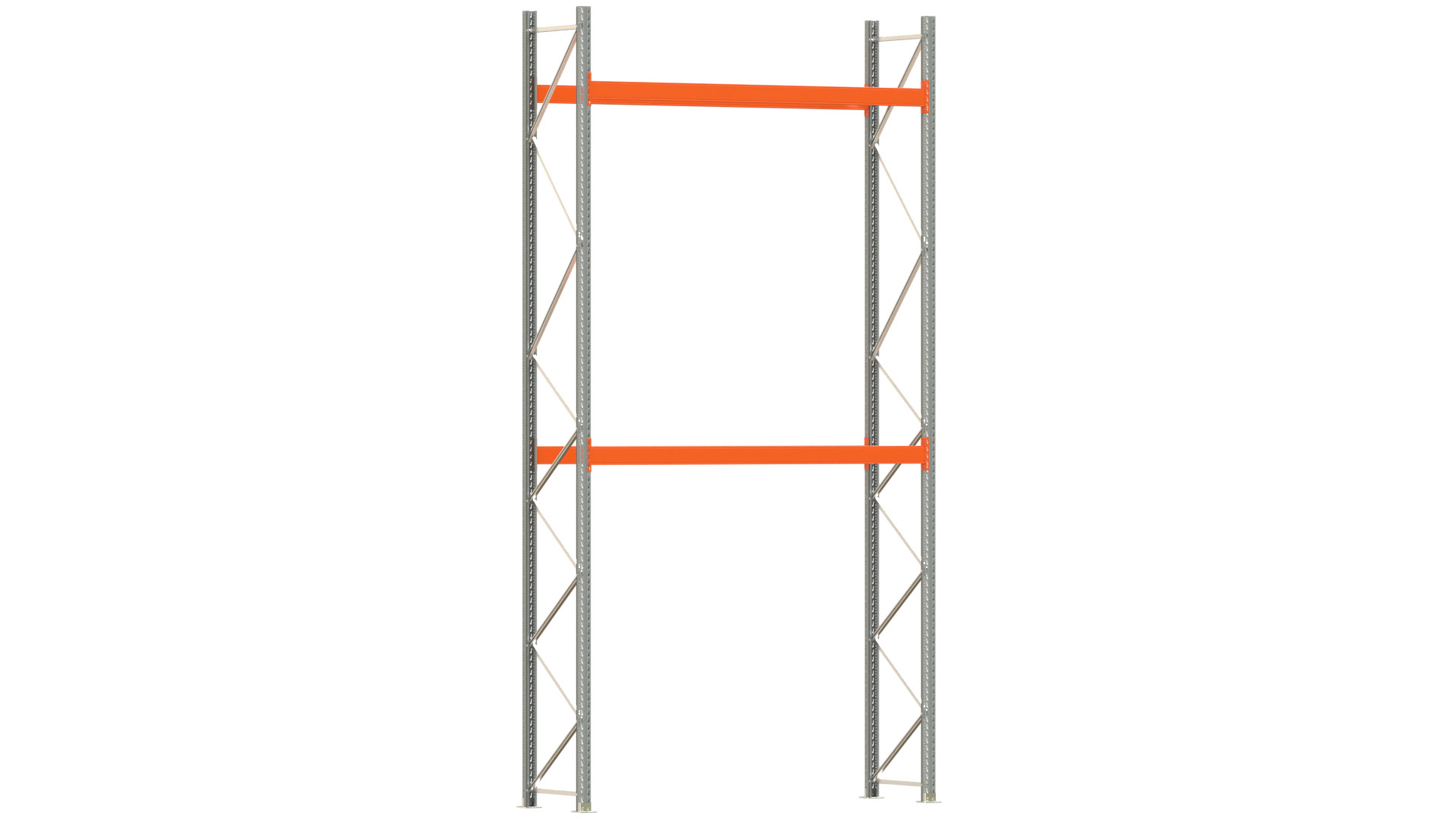 Palettenregal ARTUS - Breite 287 cm - Höhe 550 cm - Tiefe 80 cm - 2 Träger-Ebenen - Fachlast 3000 kg - 6 Palettenstellplätze