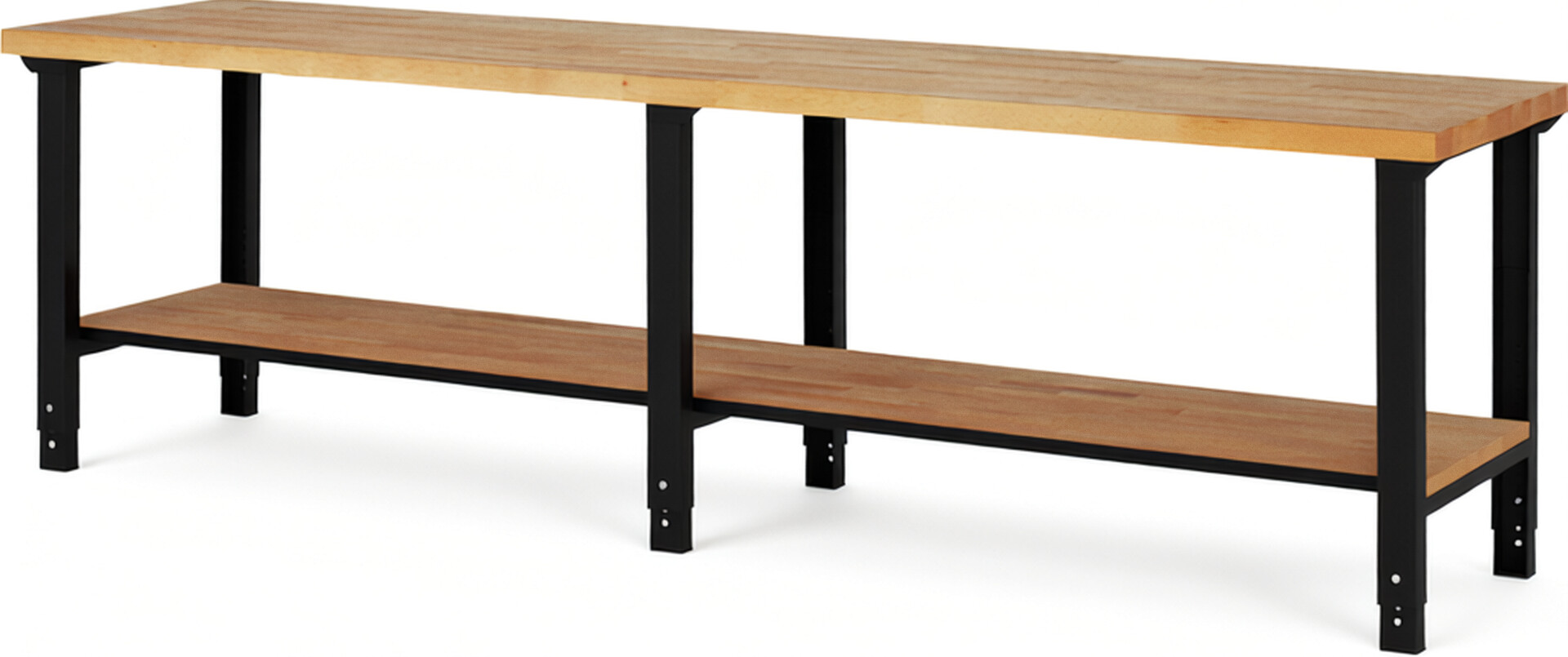 RAU Werkbank schwarz - Breite 300 cm - Tiefe 70 cm - Höhe 114 cm - Buche-Massiv Arbeitsplatte 40 mm