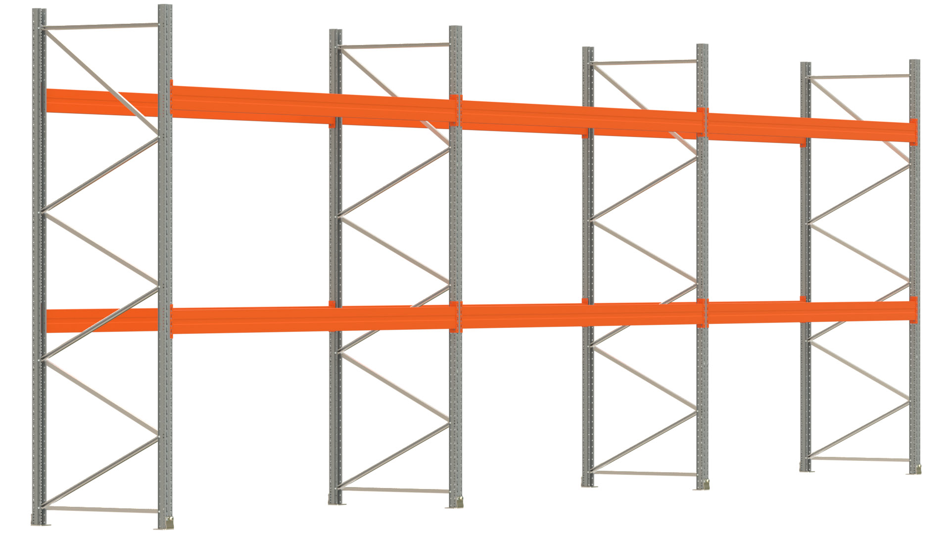 Palettenregal ARTUS - Breite 1114 cm - Höhe 350 cm - Tiefe 110 cm - 2 Träger-Ebenen - max. Fachlast 4000 kg - 36 Palettenstellplätze