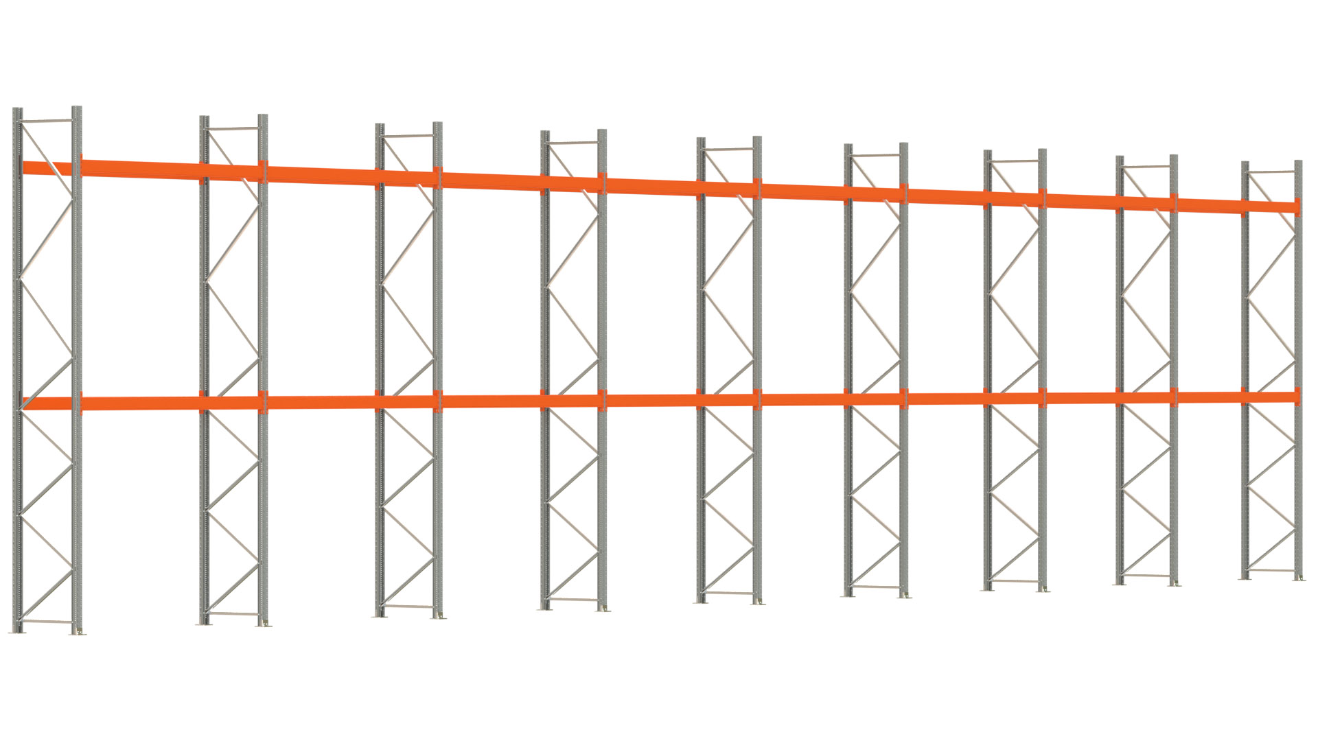 Palettenregal ARTUS - Breite 2236,5 cm - Höhe 500 cm - Tiefe 80 cm - Fachlast 3000 kg - 48 Palettenstellplätze