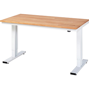 Elektrisch höhenverstellbarer Arbeitstisch, Platte Buche 25 mm, BxTxH 1500x800x720-1120 mm, RAL 7035, Flächenlast 150 kg
