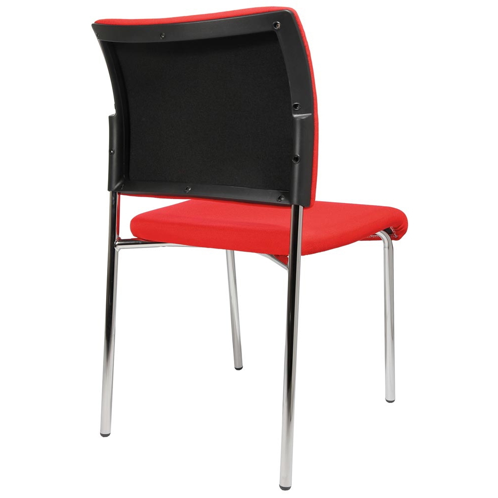 Stapelstuhl, Sitz-BxTxH 480x450x430 mm, Gesamthöhe 830 mm, 4-Fuß-Gestell verchromt, Sitz- + Rückenpolster rot, VE 2 Stück
