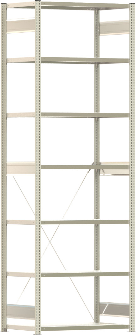Fachbodenregal BERT - Breite: 100,5 cm - Tiefe: 60 cm - Höhe: 300 cm - 7 Böden - Grundregal
