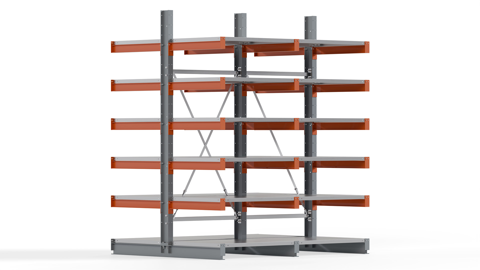 Kragarmregal KARL basic - lackiert - Breite: 200 cm - Höhe: 250 cm - Tiefe: 80 cm - Traglast je Kragarm: 550 kg - beidseitig