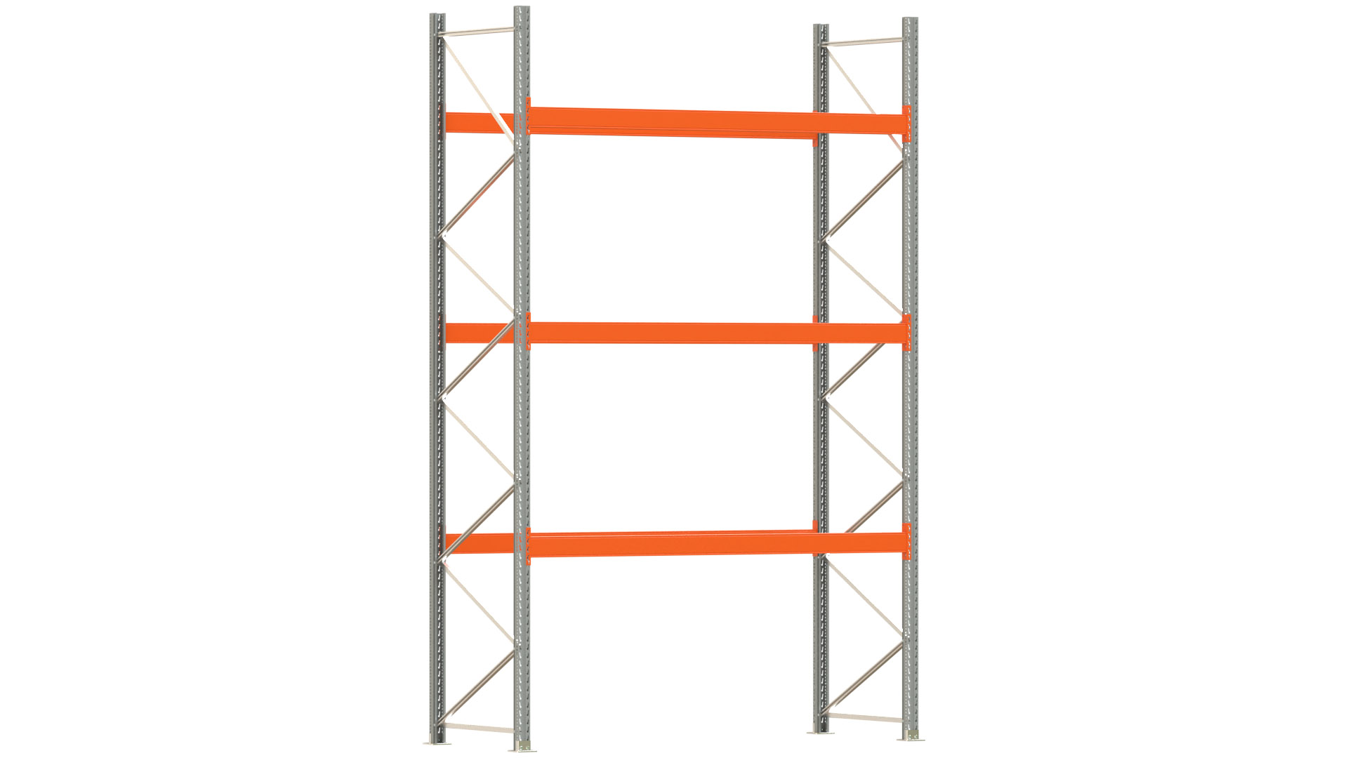Palettenregal ARTUS - Breite 287 cm - Höhe 450 cm - Tiefe 110 cm - 3 Träger-Ebenen - Fachlast 3000 kg - 12 Palettenstellplätze