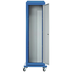 Tool-Tower, BxTxH 700x700x2175 mm, mobil, 3 Lochplatten, 1 Tür, RAL 5010/7035