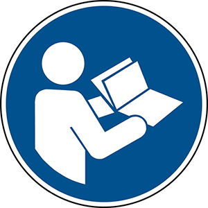 Gebotsschild, Anleitung beachten