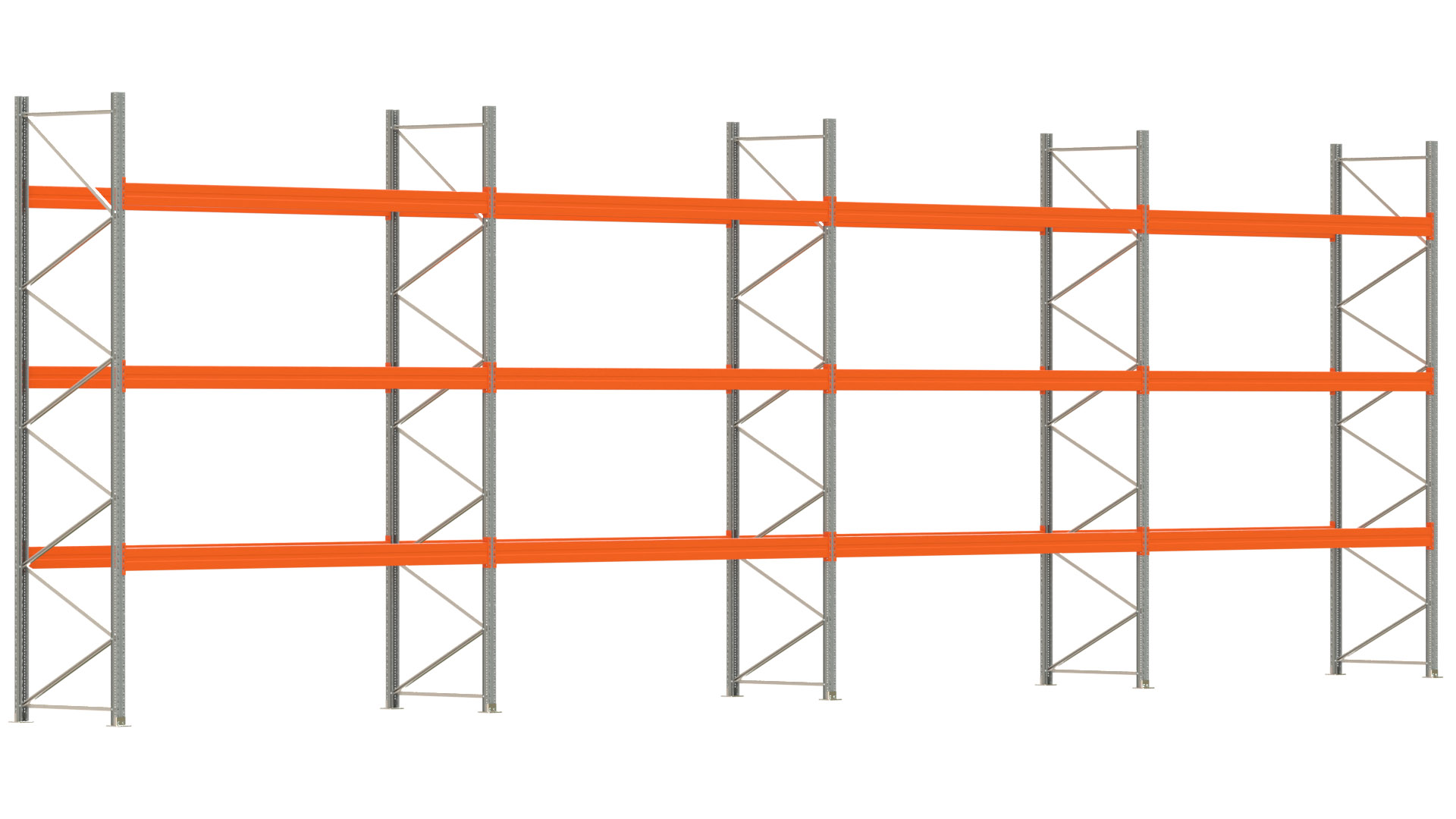 Palettenregal ARTUS - Breite 1482,5 cm - Höhe 450 cm - Tiefe 110 cm - Fachlast 3000 kg - 64 Palettenstellplätze