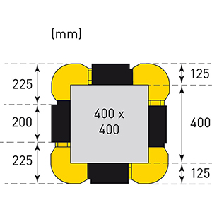 Verlängerungselement für Säulenanfahrschutz, Polyethylen, BxT 200x1100 mm,  Erweiterung Säulenmaße auf max. 600x600 mm