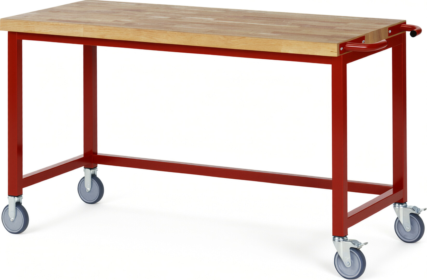 Fahrbare Werkbank - Modell 8000 BASIC rot, BxTxH 1500x700x880 mm,  Buche-Massiv Arbeitsplatte 40 mm