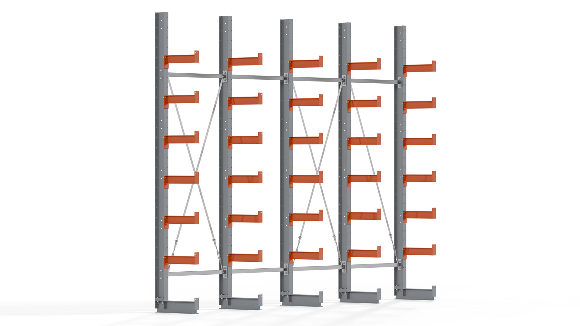 Kragarmregal KARL basic - lackiert - Breite: 400 cm - Höhe: 300 cm - Tiefe: 40 cm - Traglast je Kragarm: 1100 kg - einseitig