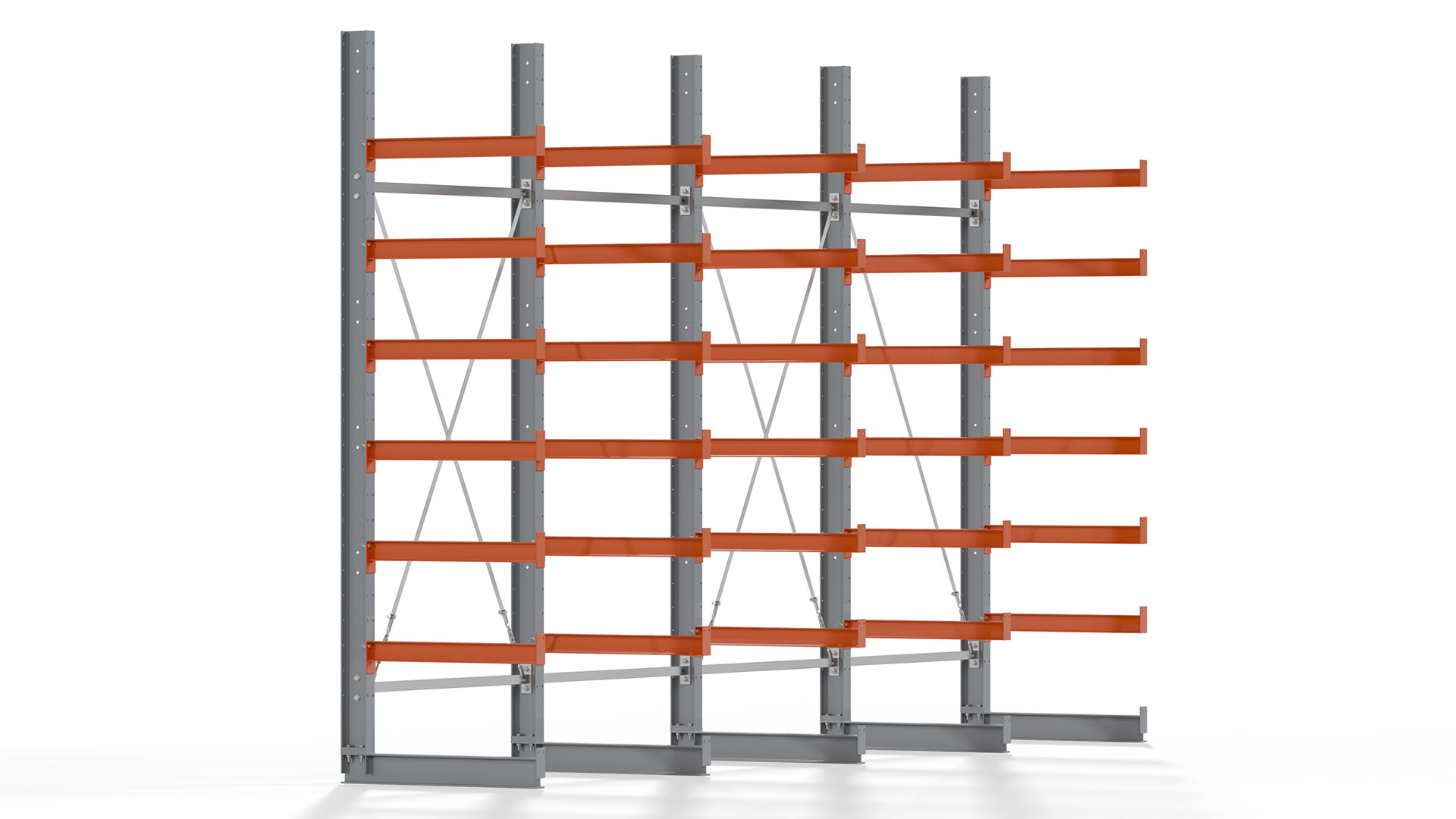 Kragarmregal KARL basic - lackiert - Breite: 512 cm - Höhe: 300 cm - Tiefe: 80 cm - Traglast je Kragarm: 550 kg - einseitig