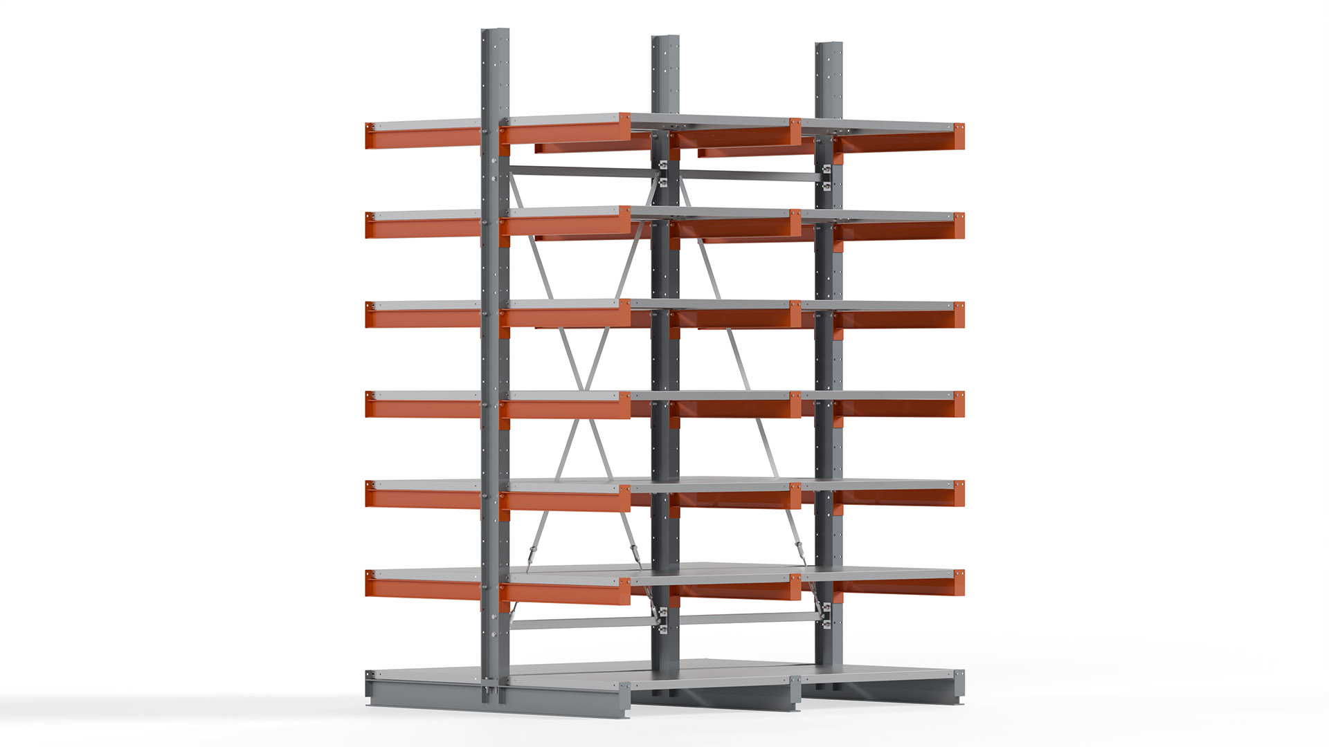 Kragarmregal KARL basic - lackiert - Breite: 200 cm - Höhe: 300 cm - Tiefe: 80 cm - Traglast je Kragarm: 550 kg - beidseitig