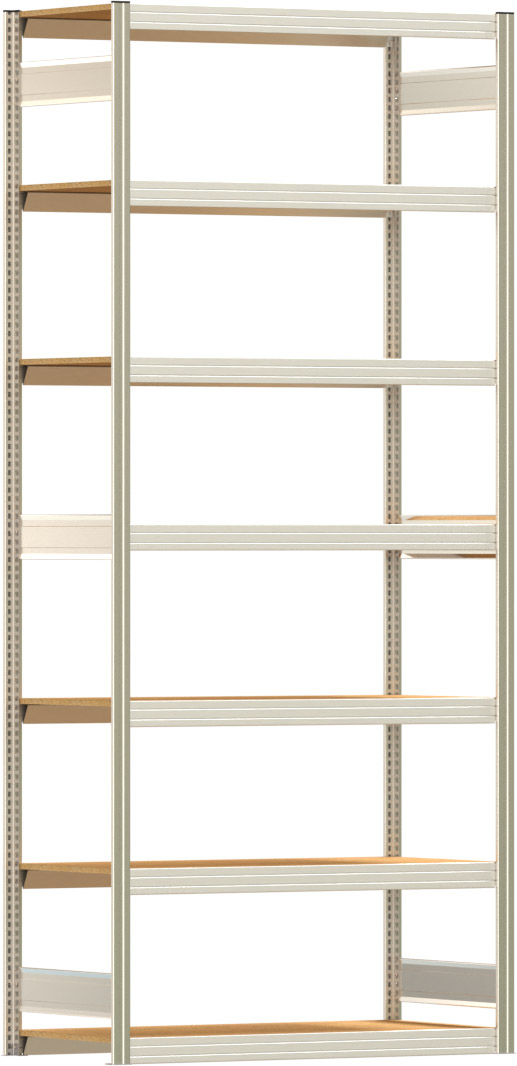Fachbodenregal BERT - Breite: 128,5 cm - Tiefe: 60 cm - Höhe: 300 cm - 7 Böden - Grundregal