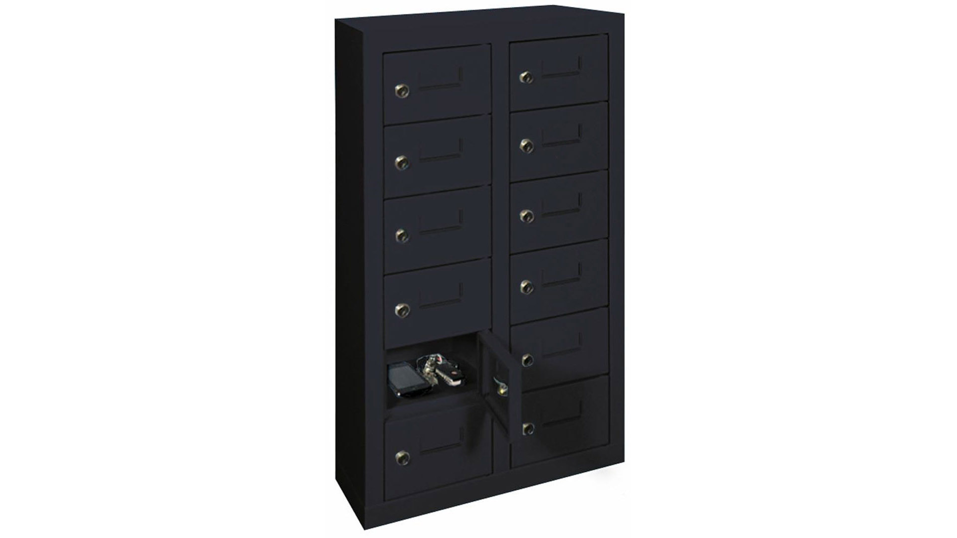Schließfachschrank, Breite 46 cm, Höhe 81,5 cm, Tiefe 20 cm, 12 Fächer