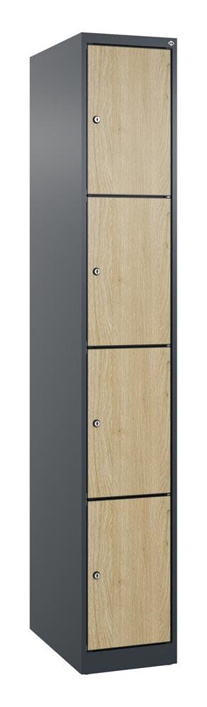 Fächerschrank mit MDF Türen, Breite 30 cm, Höhe 185 cm, Tiefe 50 cm, 4 Fächer