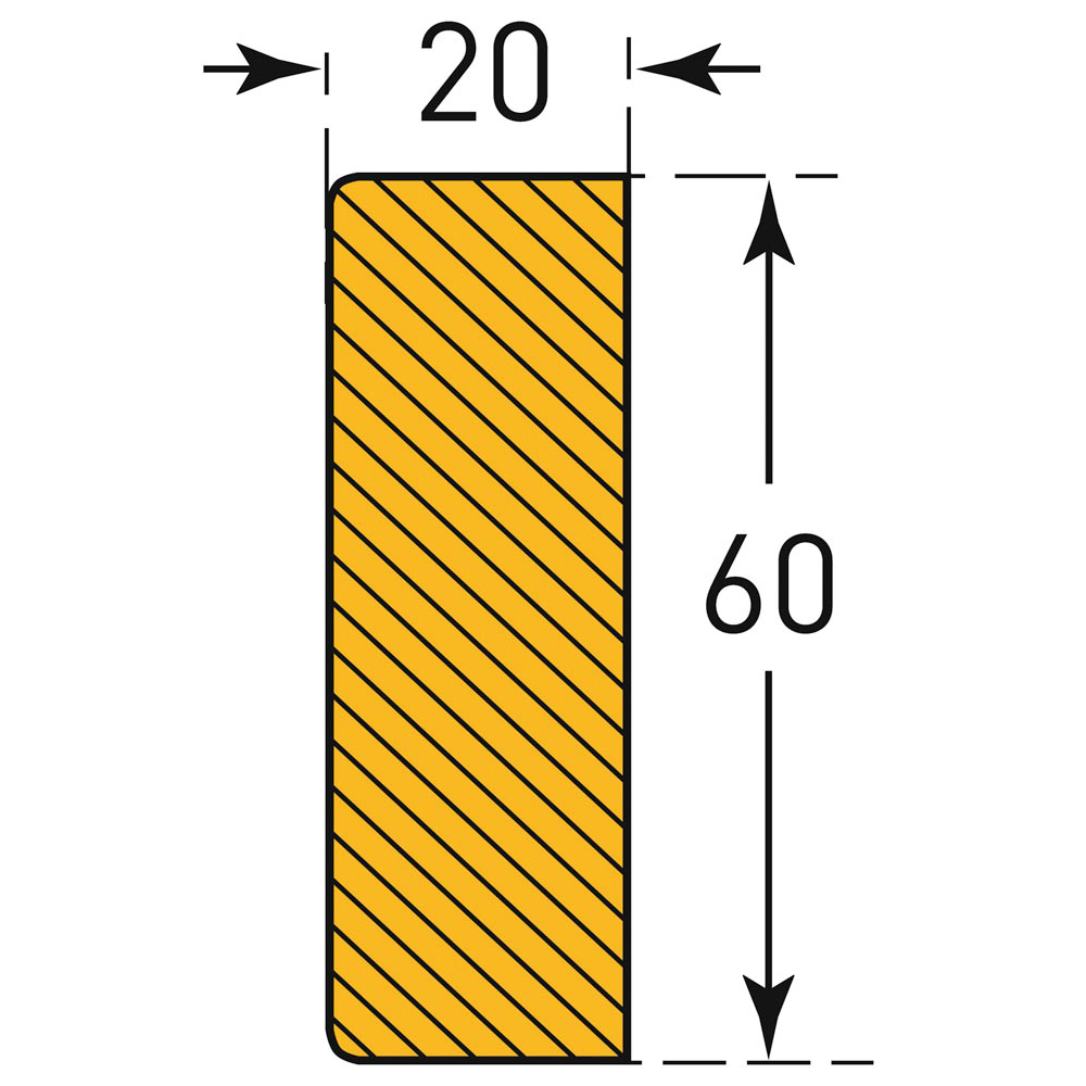 Schutzprofil,  Rechteck, 60x20 mm,gelb/schwarz, magnetisch, Länge 1000 mm