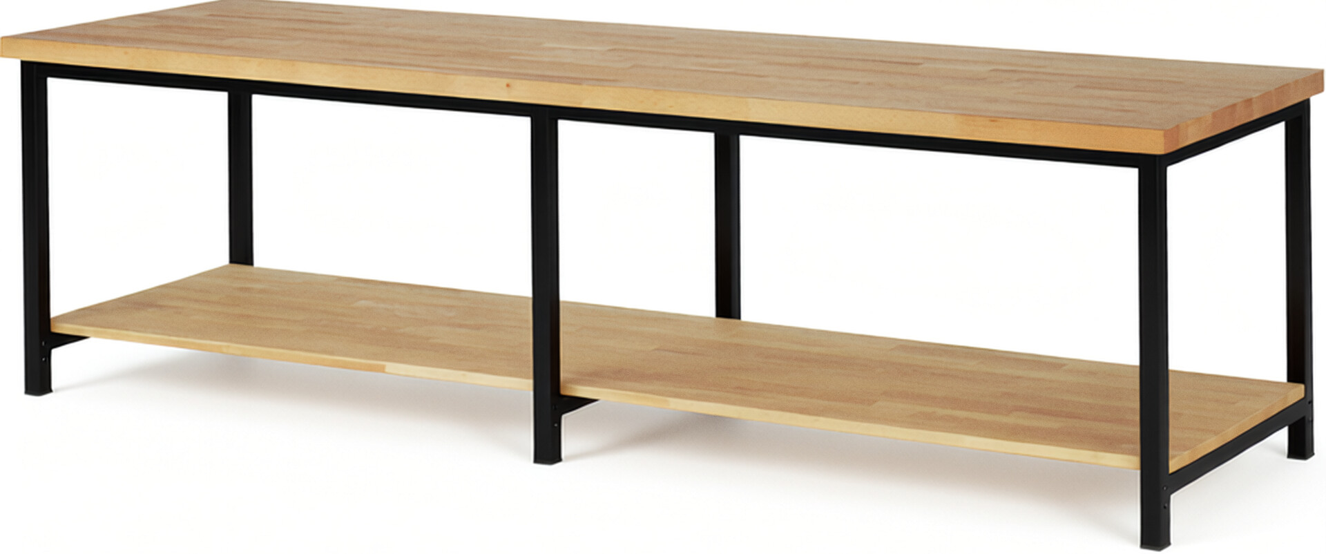 Werkbank Modell 8000 schwarz, BxTxH 3000x900x840 mm,  Buche-Massiv Arbeitsplatte 40 mm