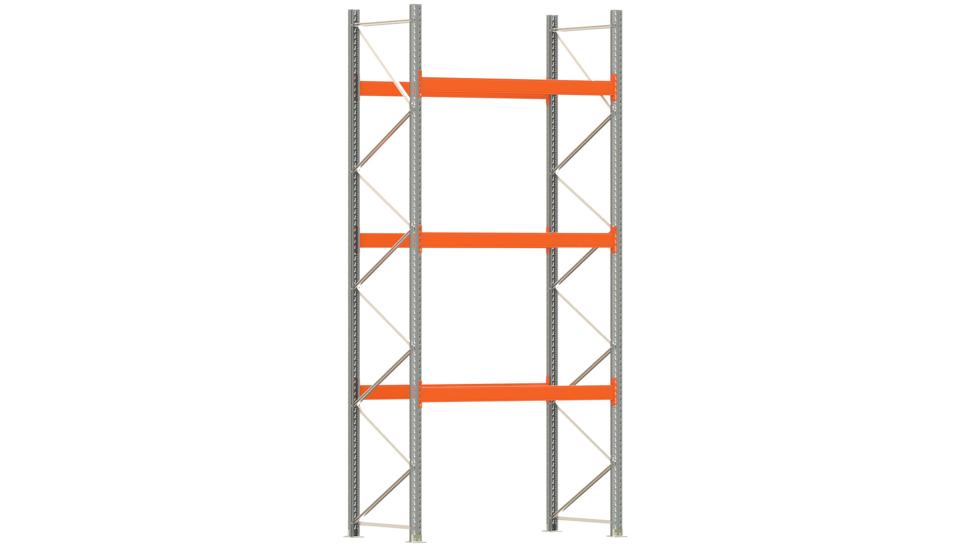 Palettenregal ARTUS - Breite 207 cm - Höhe 450 cm - Tiefe 110 cm - 3 Träger-Ebenen - Fachlast 3000 kg - 8 Palettenstellplätze