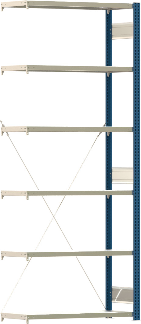 Fachbodenregal BERT - Breite: 100,5 cm - Tiefe: 40 cm - Höhe: 250 cm - 6 Böden - Anbauregal