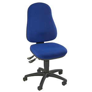 Bürodrehstuhl, Sitz-BxTxH 450x440x420-550 mm, Lehnenh. 580 mm, Permanentk., Muldensitz, royalblau