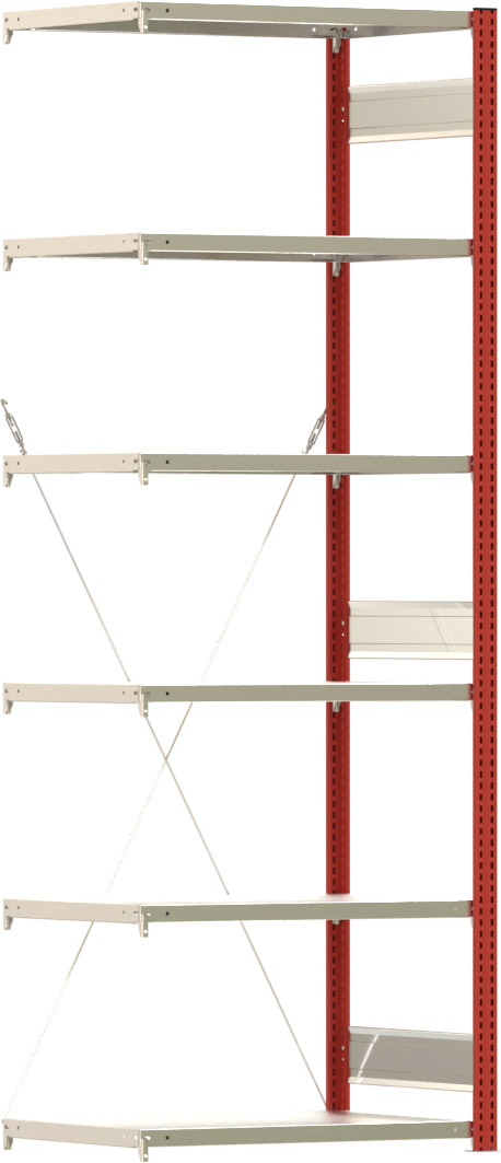 Fachbodenregal BERT - Breite: 87,5 cm - Tiefe: 60 cm - Höhe: 250 cm - 6 Böden - Anbauregal