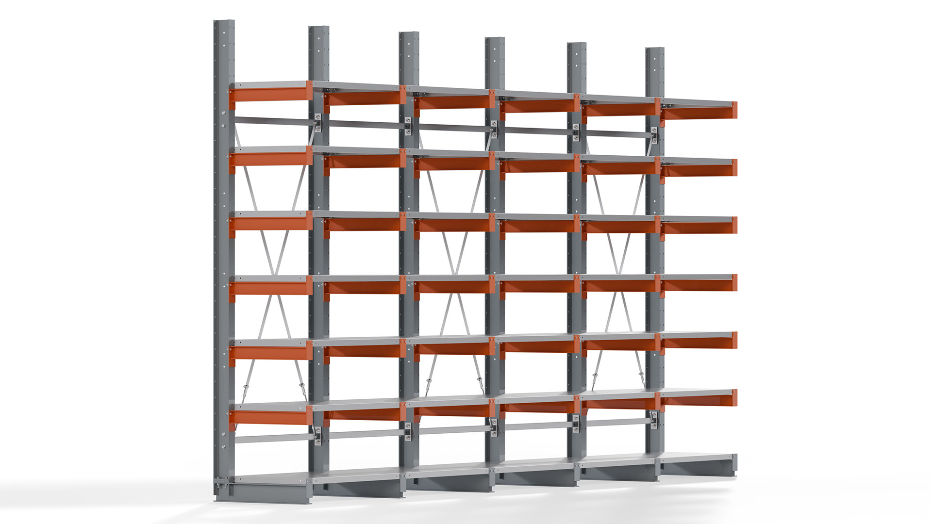 Kragarmregal KARL basic - lackiert - Breite: 500 cm - Höhe: 300 cm - Tiefe: 60 cm - Traglast je Kragarm: 730 kg - einseitig