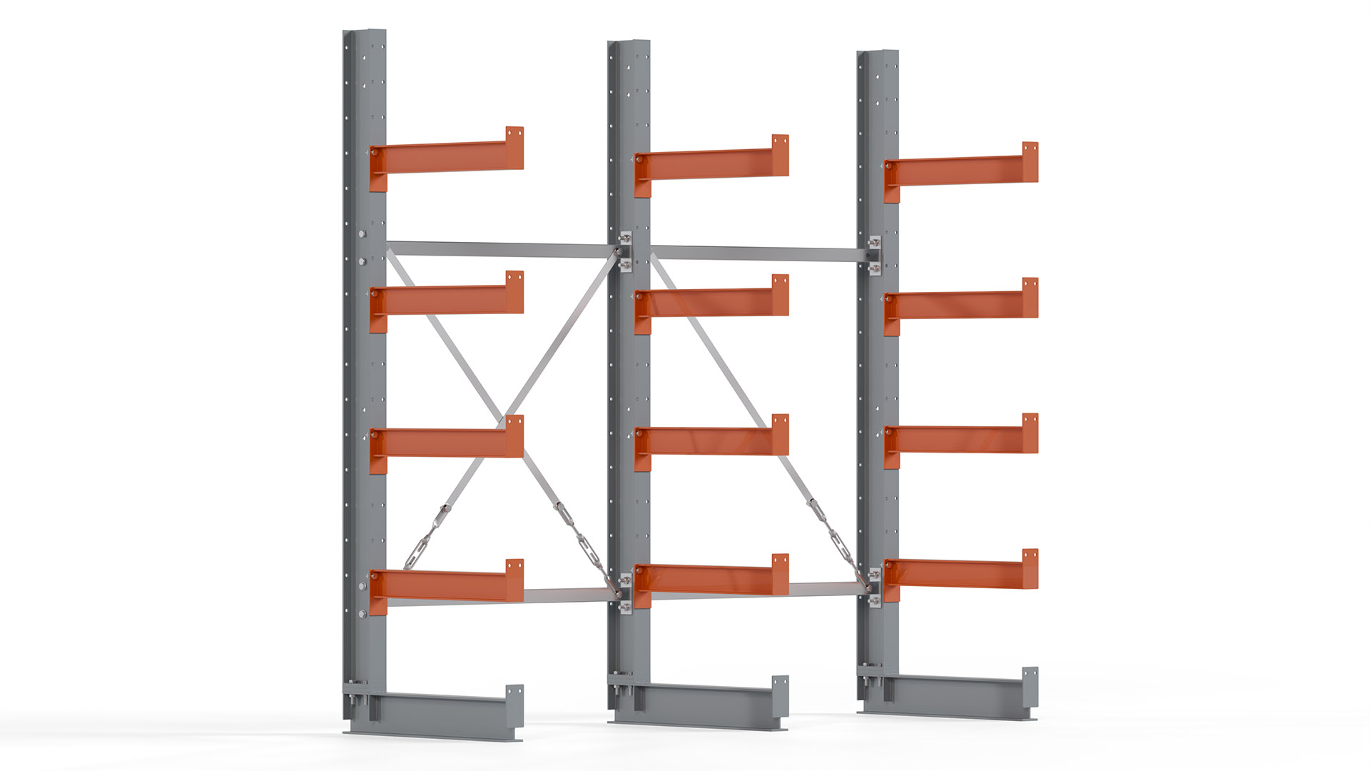 Kragarmregal KARL basic - lackiert - Breite: 200 cm - Höhe: 200 cm - Tiefe: 60 cm - Traglast je Kragarm: 730 kg - einseitig