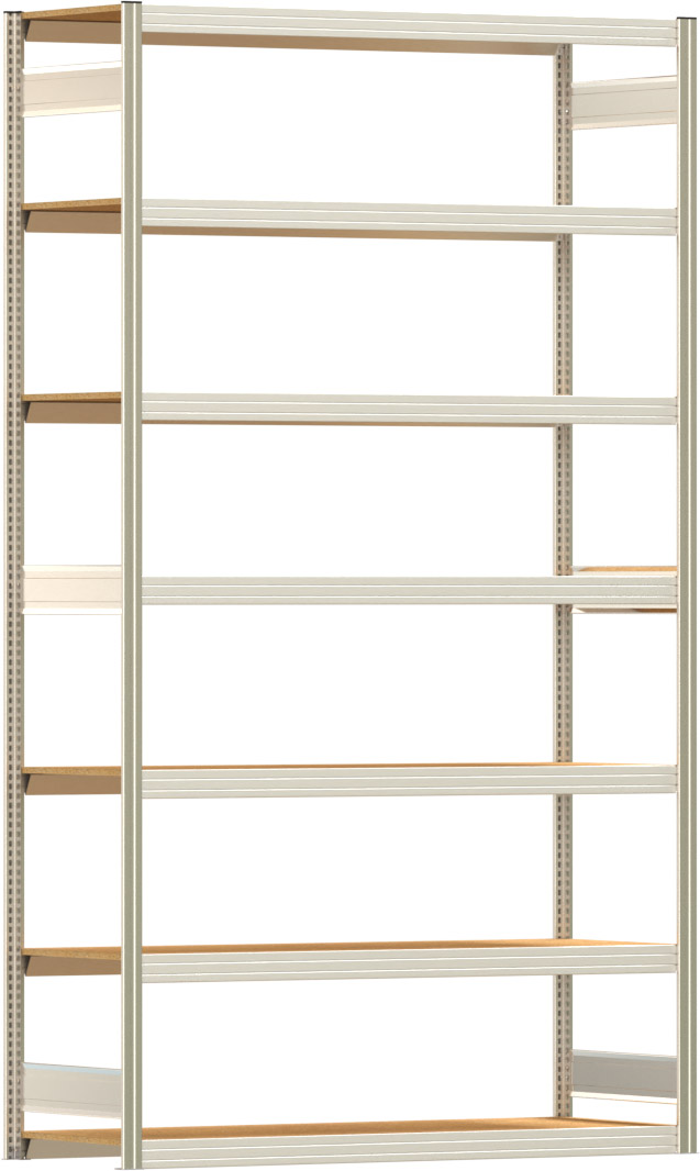Fachbodenregal BERT - Breite: 169,5 cm - Tiefe: 60 cm - Höhe: 300 cm - 7 Böden - Grundregal