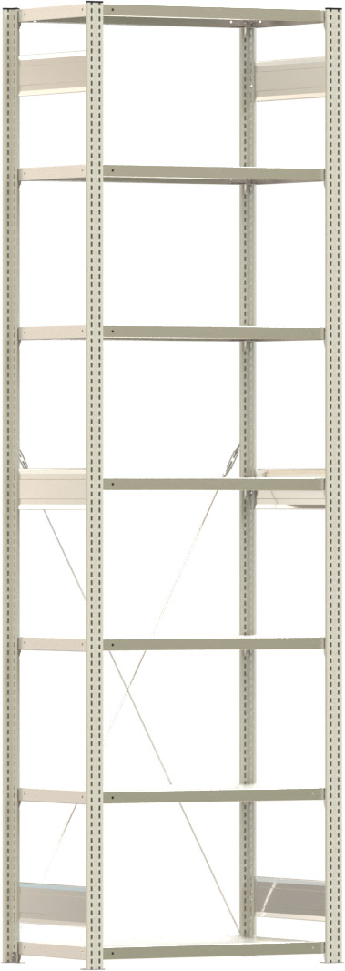 Fachbodenregal BERT - Breite: 87,5 cm - Tiefe: 50 cm - Höhe: 300 cm - 7 Böden - Grundregal