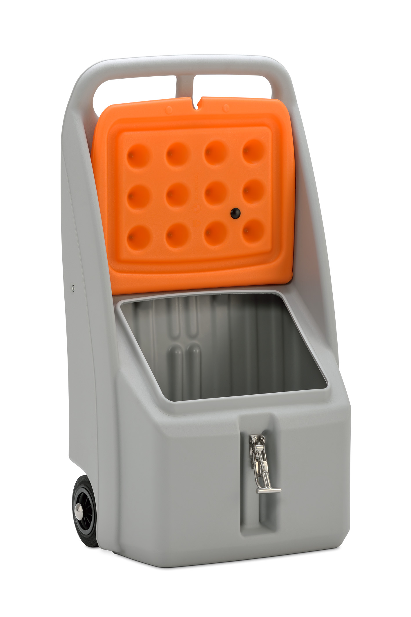 Streugutbehälter, Go-Box 70 l, grau/orange mit Exzenterverschluss