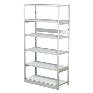 Aktenregal, Büroregal - Steckregal ohne Rückwand, Grundfeld, 6 Fachböden, 5 OH, BxTxH 960x400x1900 mm, lichtgrau