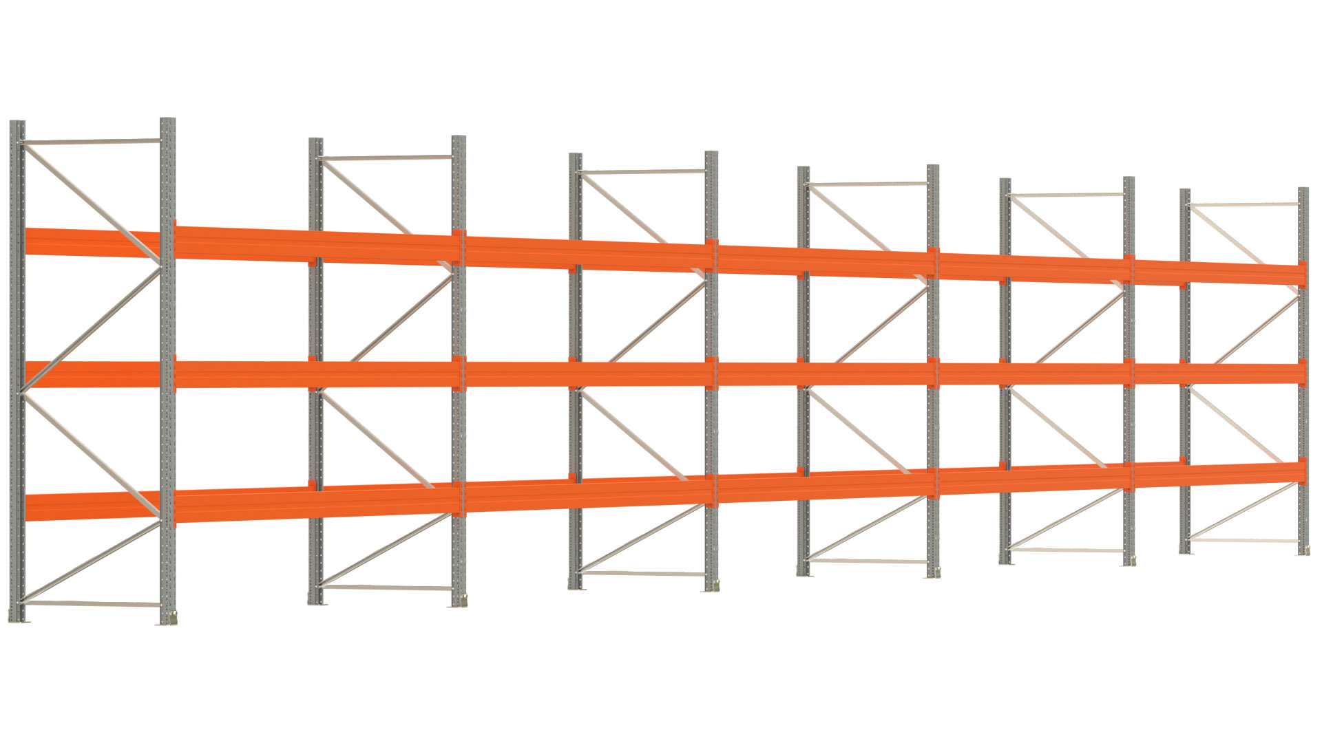 Palettenregal ARTUS - Breite 1851 cm - Höhe 300 cm - Tiefe 110 cm - Fachlast 3000 kg - 80 Palettenstellplätze