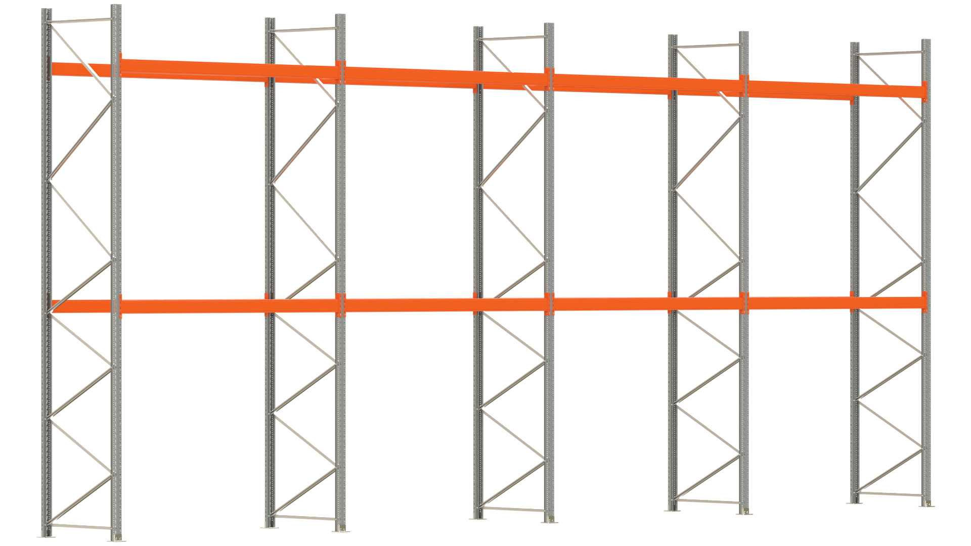 Palettenregal ARTUS - Breite 1122,5 cm - Höhe 500 cm - Tiefe 110 cm - Fachlast 3000 kg - 36 Palettenstellplätze