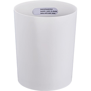 Sicherheits-Papierkorb, Kunststoff schwer entflammbar, Volumen 20 l, Durchm.xH 280x340 mm, hellgrau, VE 5 Stück