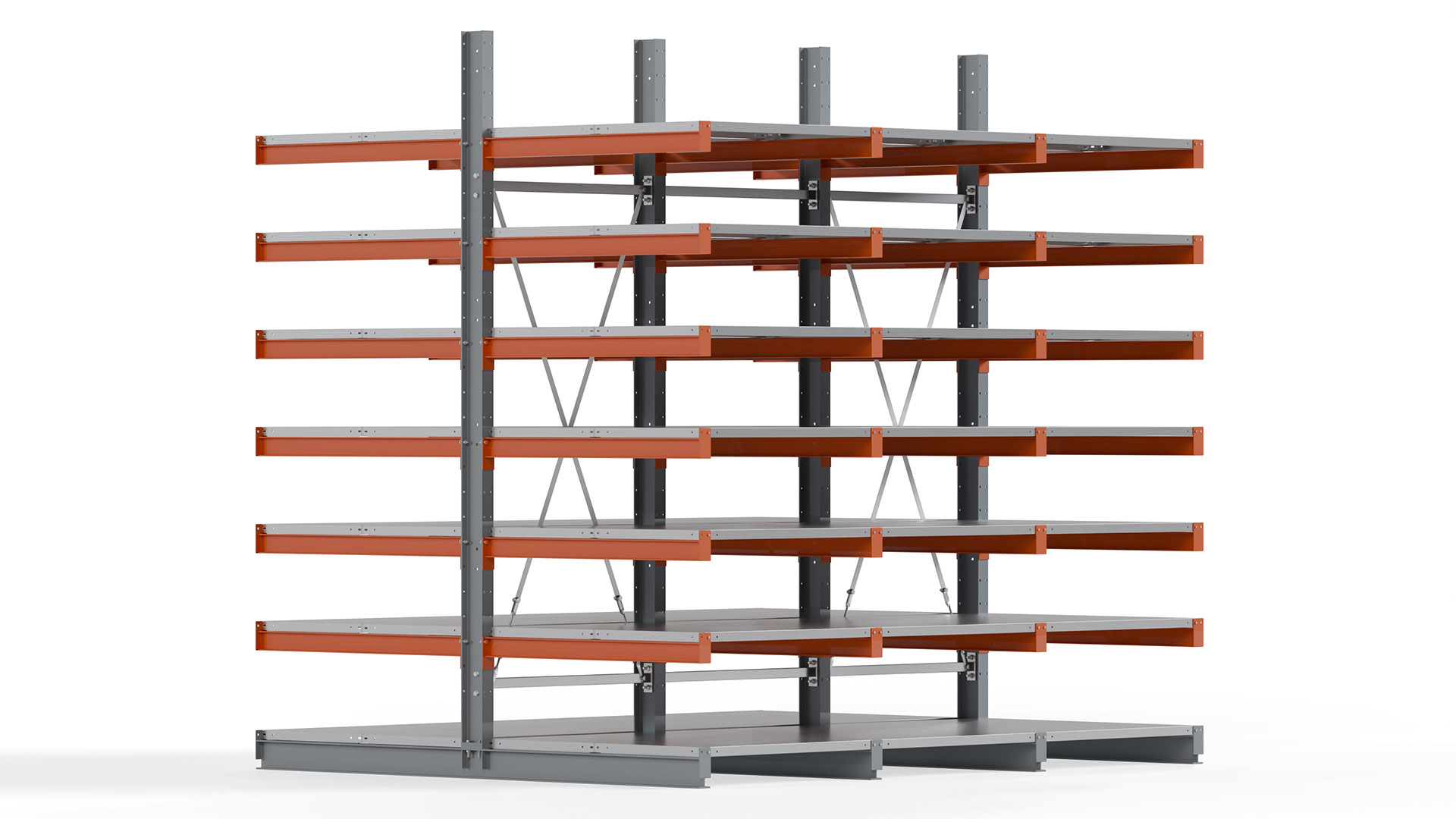 Kragarmregal KARL basic - lackiert - Breite: 300 cm - Höhe: 300 cm - Tiefe: 120 cm - Traglast je Kragarm: 370 kg - beidseitig