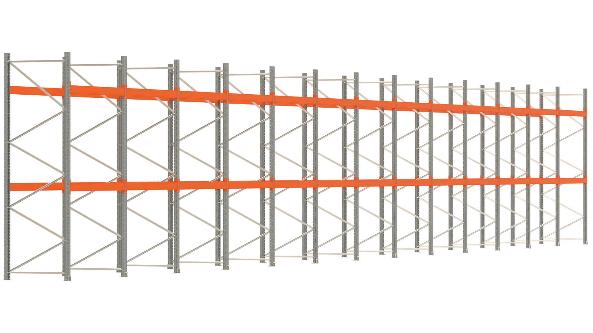 Palettenregal ARTUS - Breite 2589 cm - Höhe 350 cm - Tiefe 110 cm - Fachlast 3000 kg - 78 Palettenstellplätze