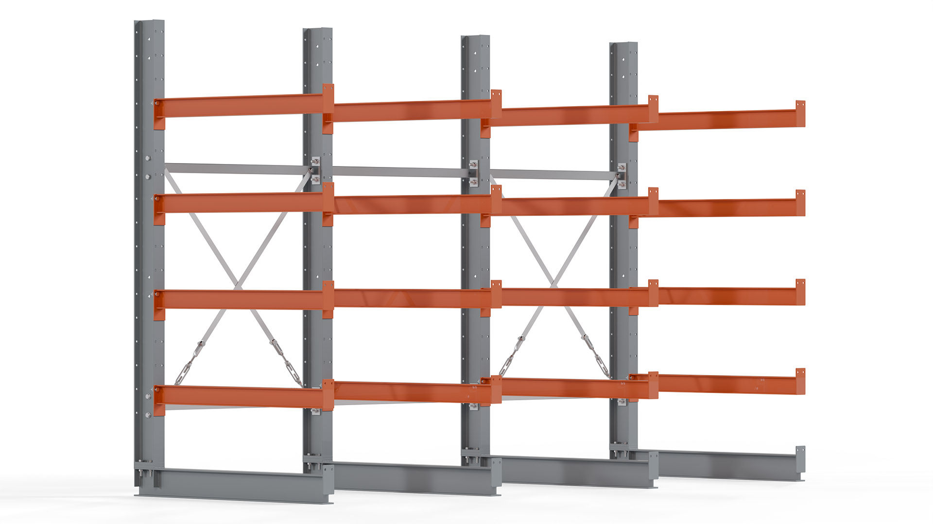 Kragarmregal KARL basic - lackiert - Breite: 300 cm - Höhe: 200 cm - Tiefe: 100 cm - Traglast je Kragarm: 450 kg - einseitig