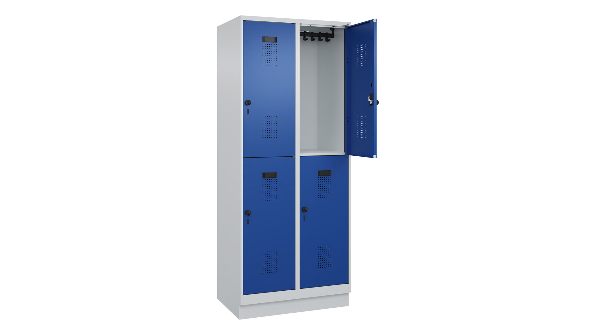 Garderobenspind doppelstöckig, Breite 80 cm, Höhe 195 cm, Tiefe 50 cm, 4 Fächer