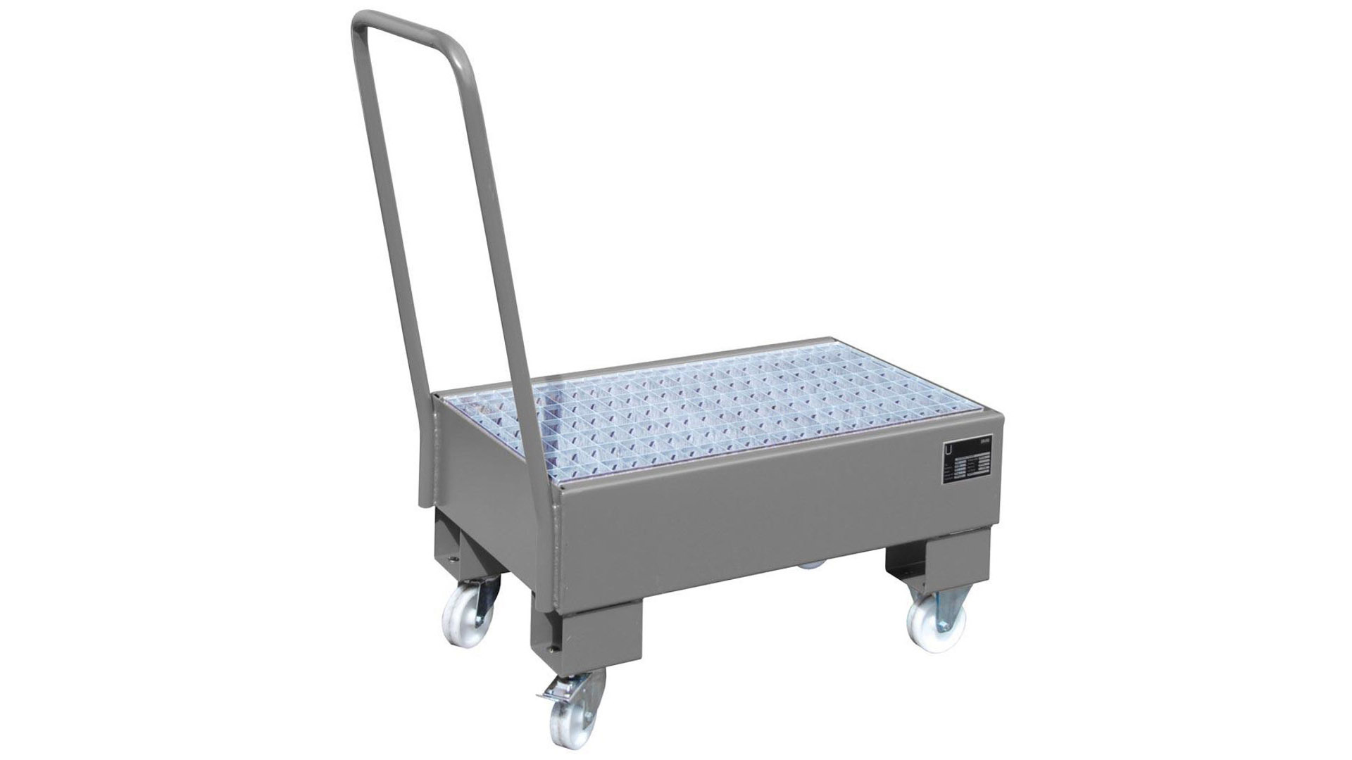 Fahrbare Auffangwanne - Volumen 61 l - mit Gitterrost - mausgrau