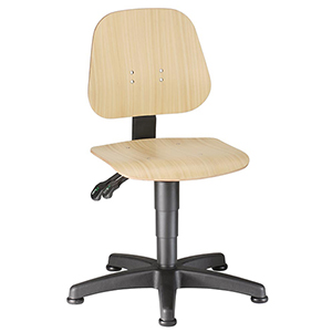 Arbeitsstuhl, Drehstuhl, Sitz Höhe 440-620 mm, Sitz- u. Rücken aus Buche, mit Gleitern