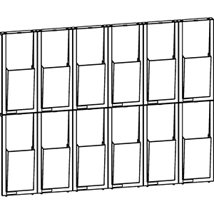 Wand-Prospekthalter, 12x1/3 DIN A4, BxTxH 852x59x652 mm, glasklar, inkl. Montageschiene + Befestigungsmaterial