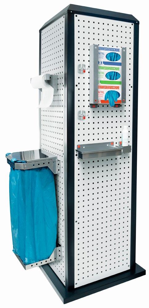 Hygiene Tower, BxTxH 700x700x2175 mm, Modell 4, mobil, mit Tür, 1 Boden,  RAL7016 anthrazitgrau/RAL 7035 lichtgrau