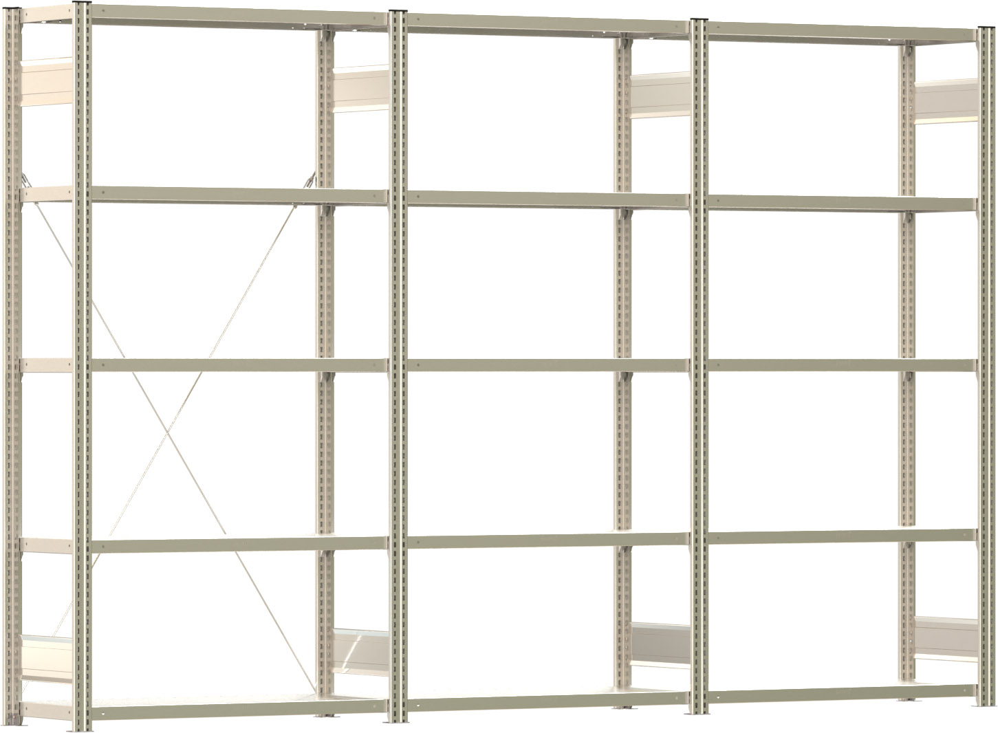 Fachbodenregal BERT - Breite: 301,5 cm - Tiefe: 40 cm - Höhe: 200 cm - 15 Böden - Regalreihe