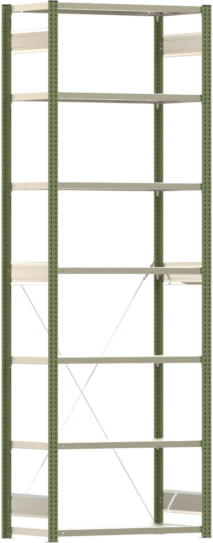 Fachbodenregal BERT - Breite: 100,5 cm - Tiefe: 50 cm - Höhe: 300 cm - 7 Böden - Grundregal